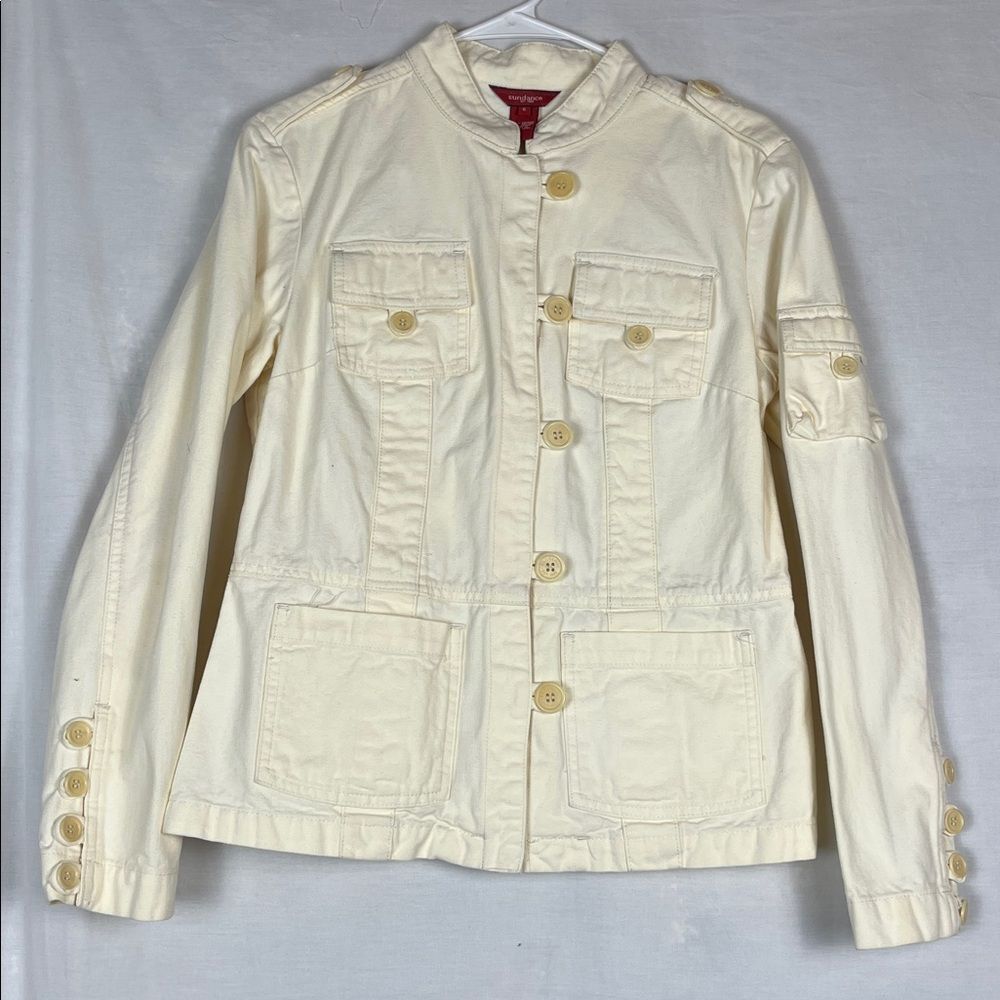 Sundance Pale Yellow Denim Utility Jacket Organic Cotton